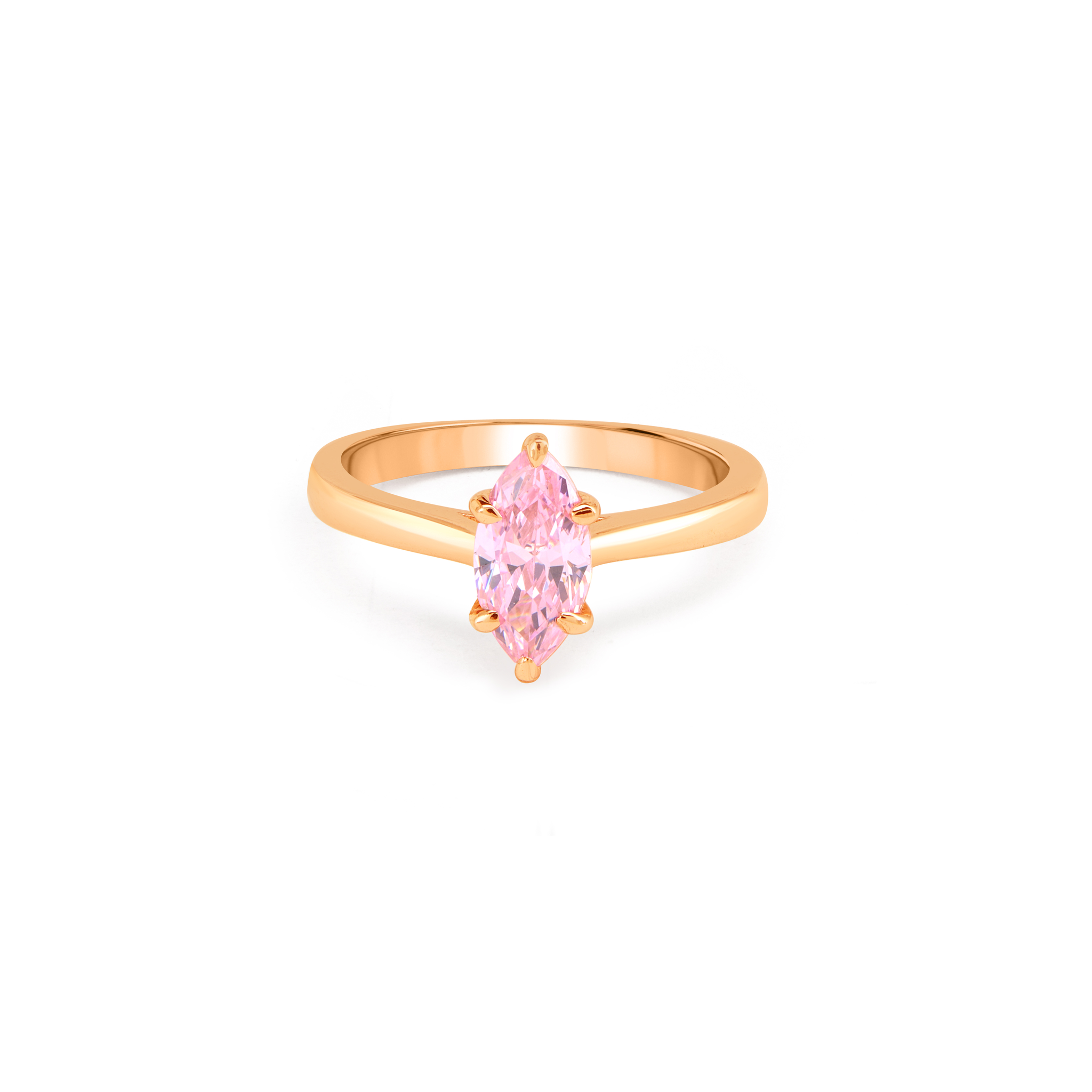 Marquise Cut CZ Solitaire Ring - Rose Gold