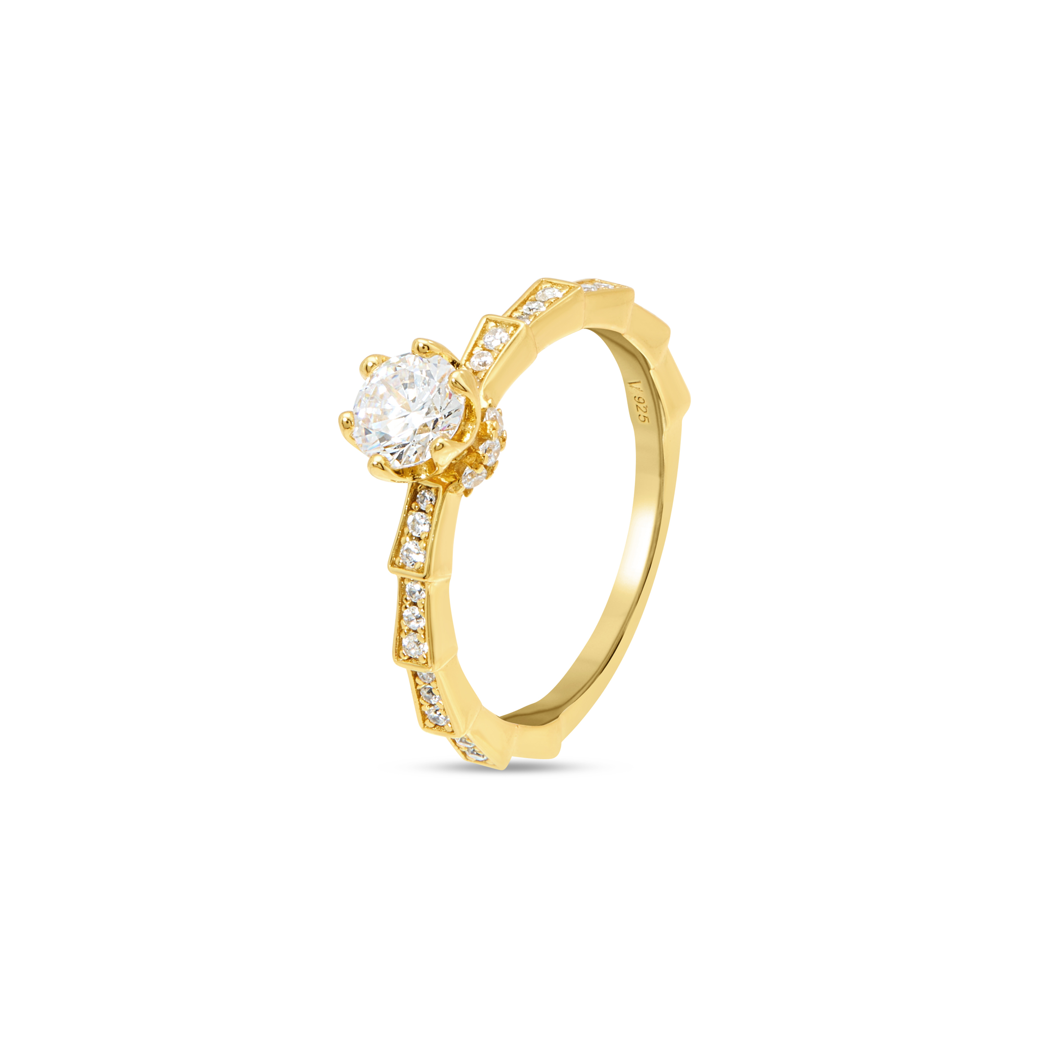 Square Halo Cluster Ring - Gold