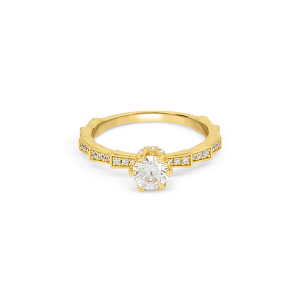 Square Halo Cluster Ring - Gold