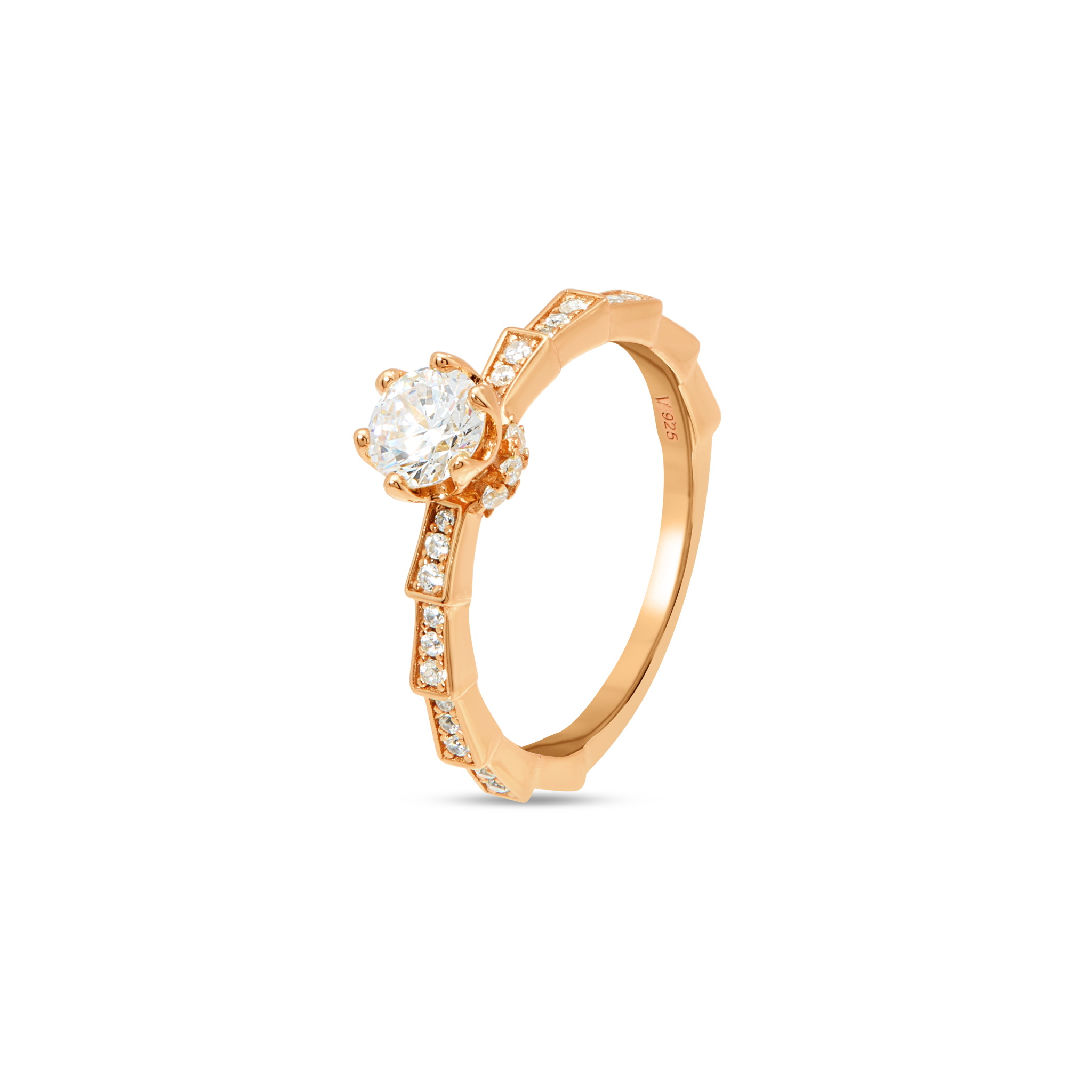 Square Halo Cluster Ring - Rose Gold