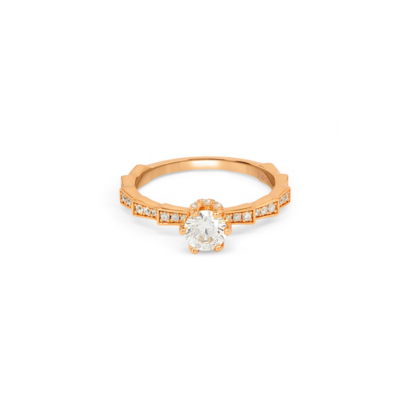 Square Halo Cluster Ring - Rose Gold
