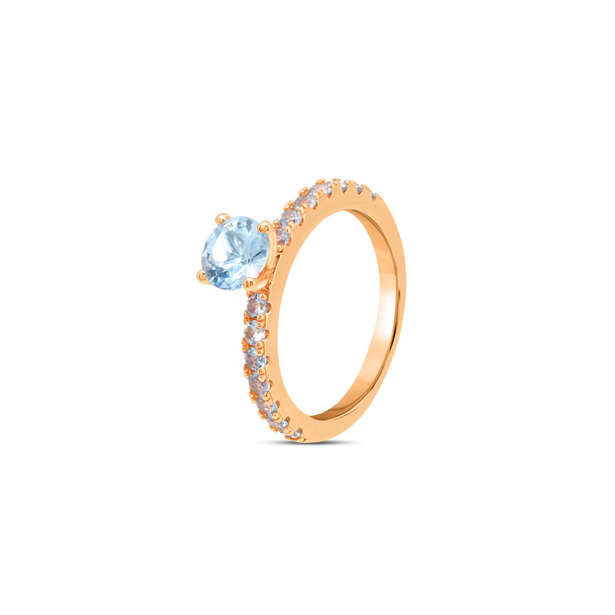 Pink CZ Bold Pavé Solitaire Ring - Rose Gold
