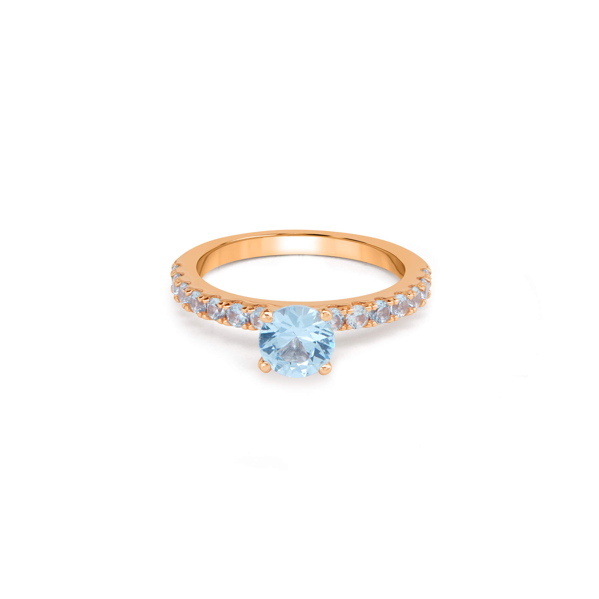 Pink CZ Bold Pavé Solitaire Ring - Rose Gold