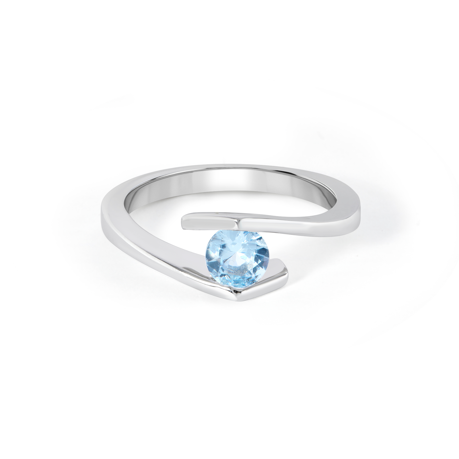 Bypass Swirl Aquamarine Ring