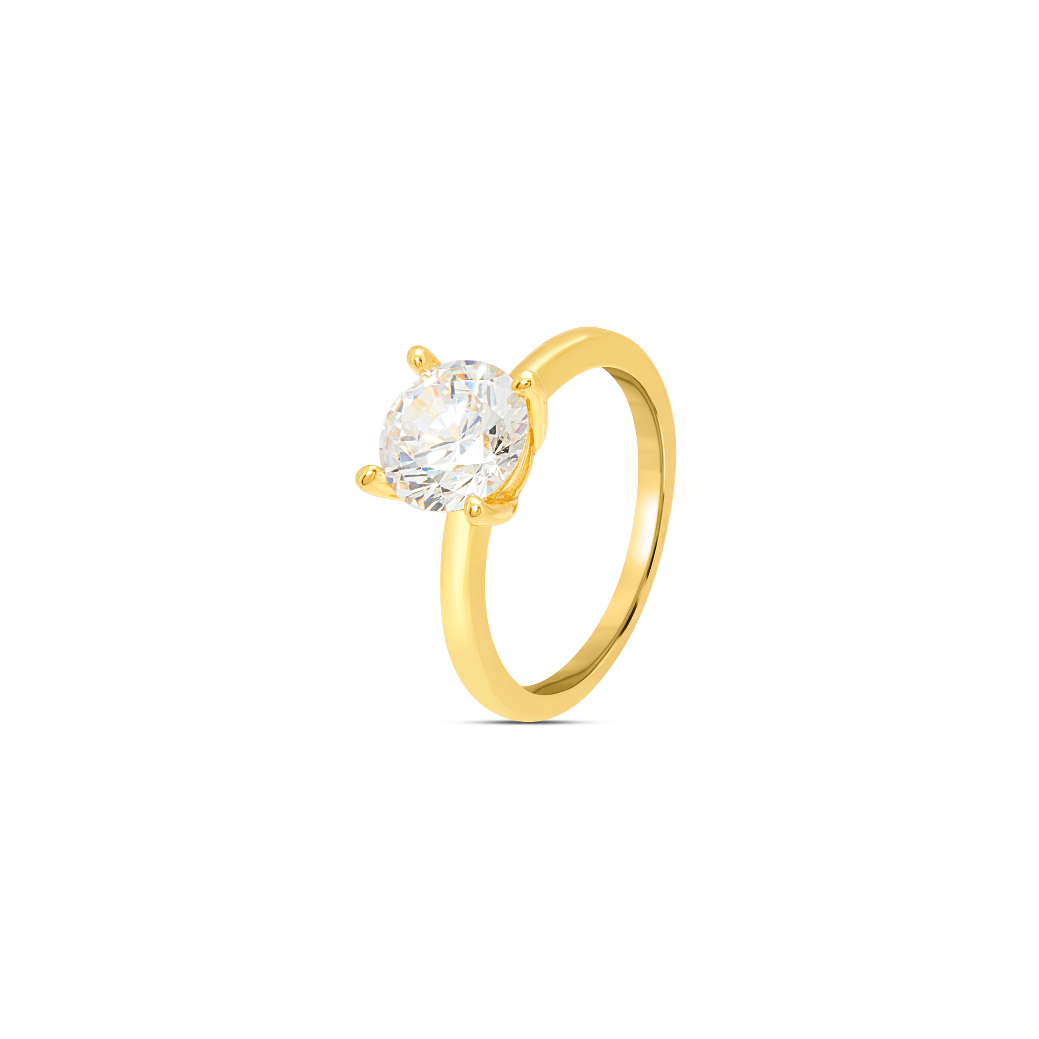Blue Aqua CZ Solitaire Ring - Gold