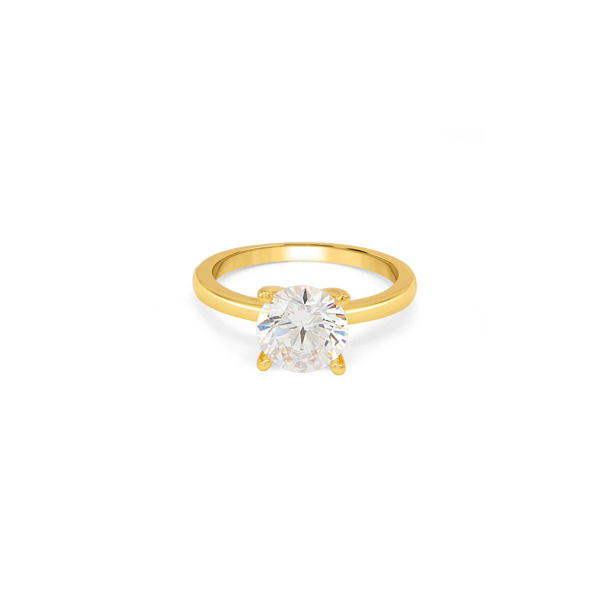Blue Aqua CZ Solitaire Ring - Gold