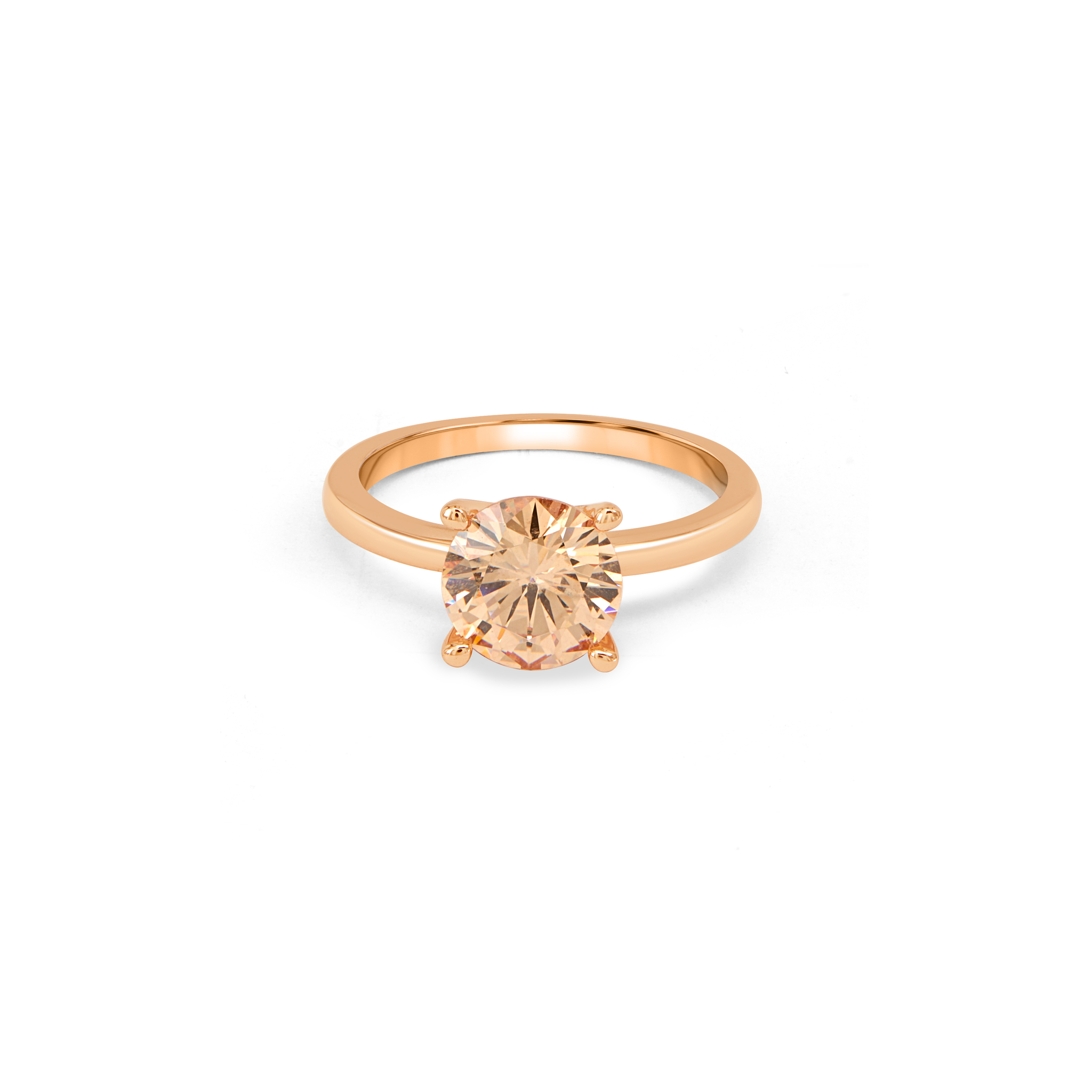Blue Aqua CZ Solitaire Ring - Rose Gold