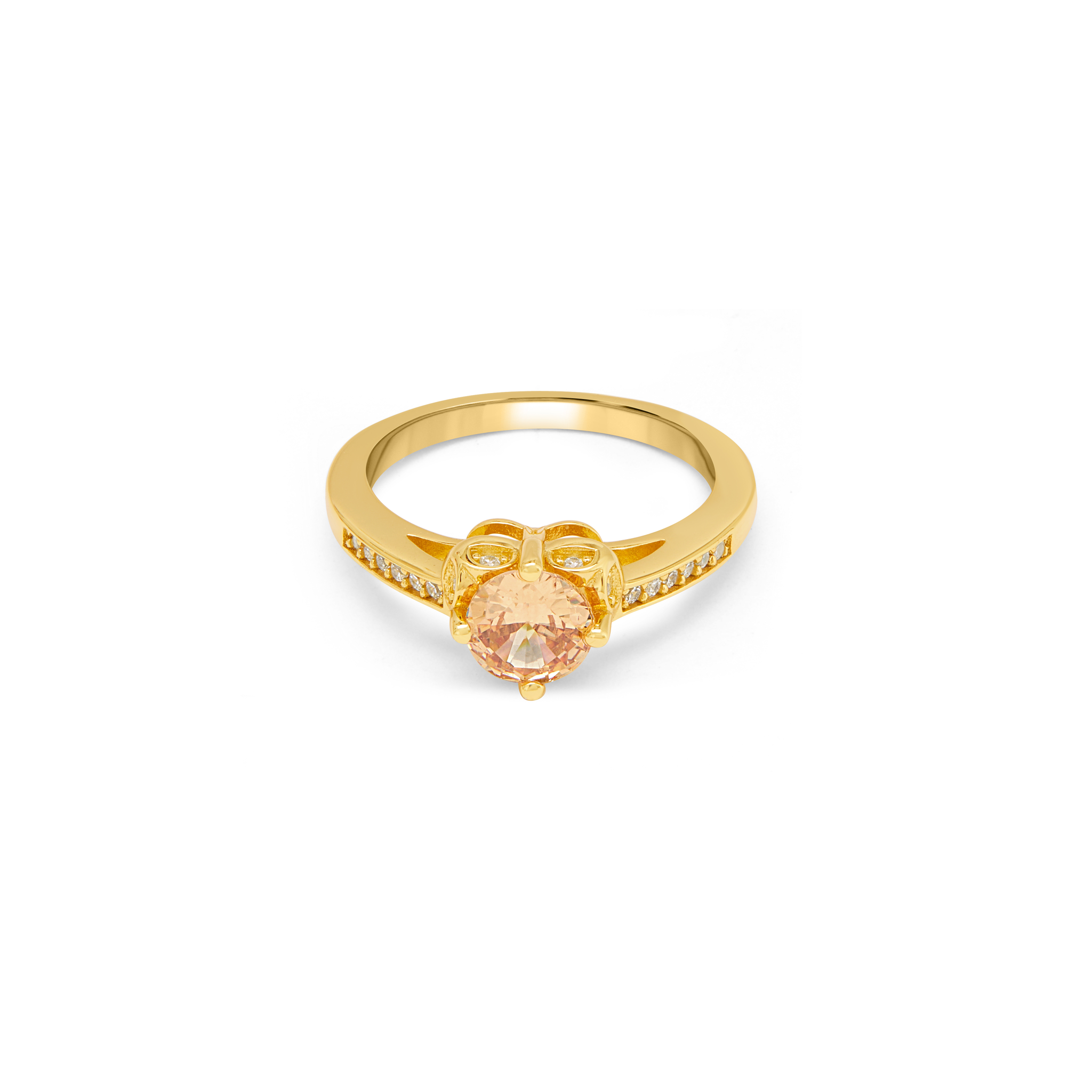 Pink CZ Filigree Crown Pavé Ring - Gold