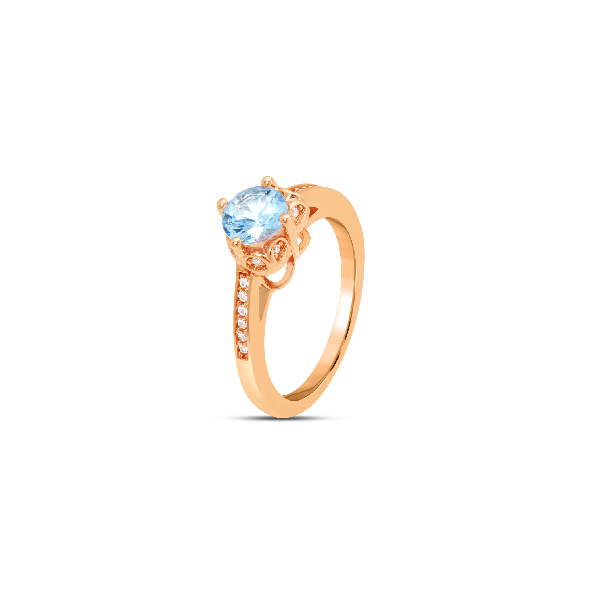 Pink CZ Filigree Crown Pavé Ring - Rose Gold