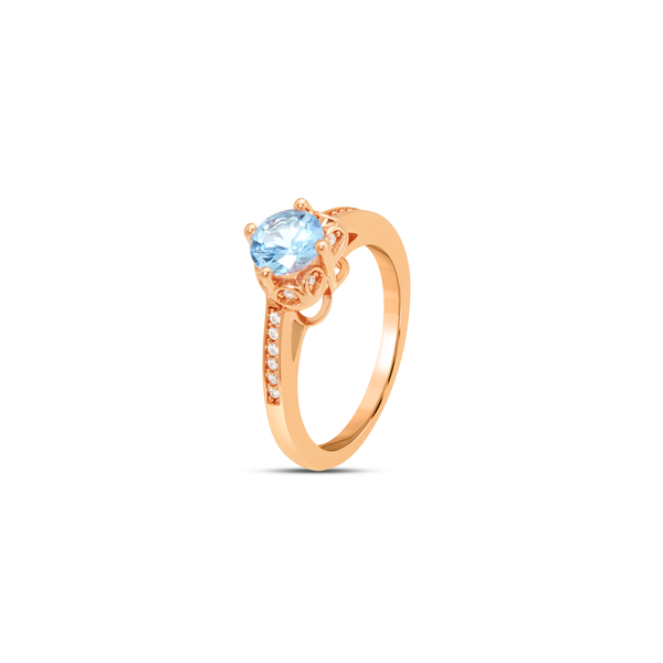 Pink CZ Filigree Crown Pavé Ring - Rose Gold