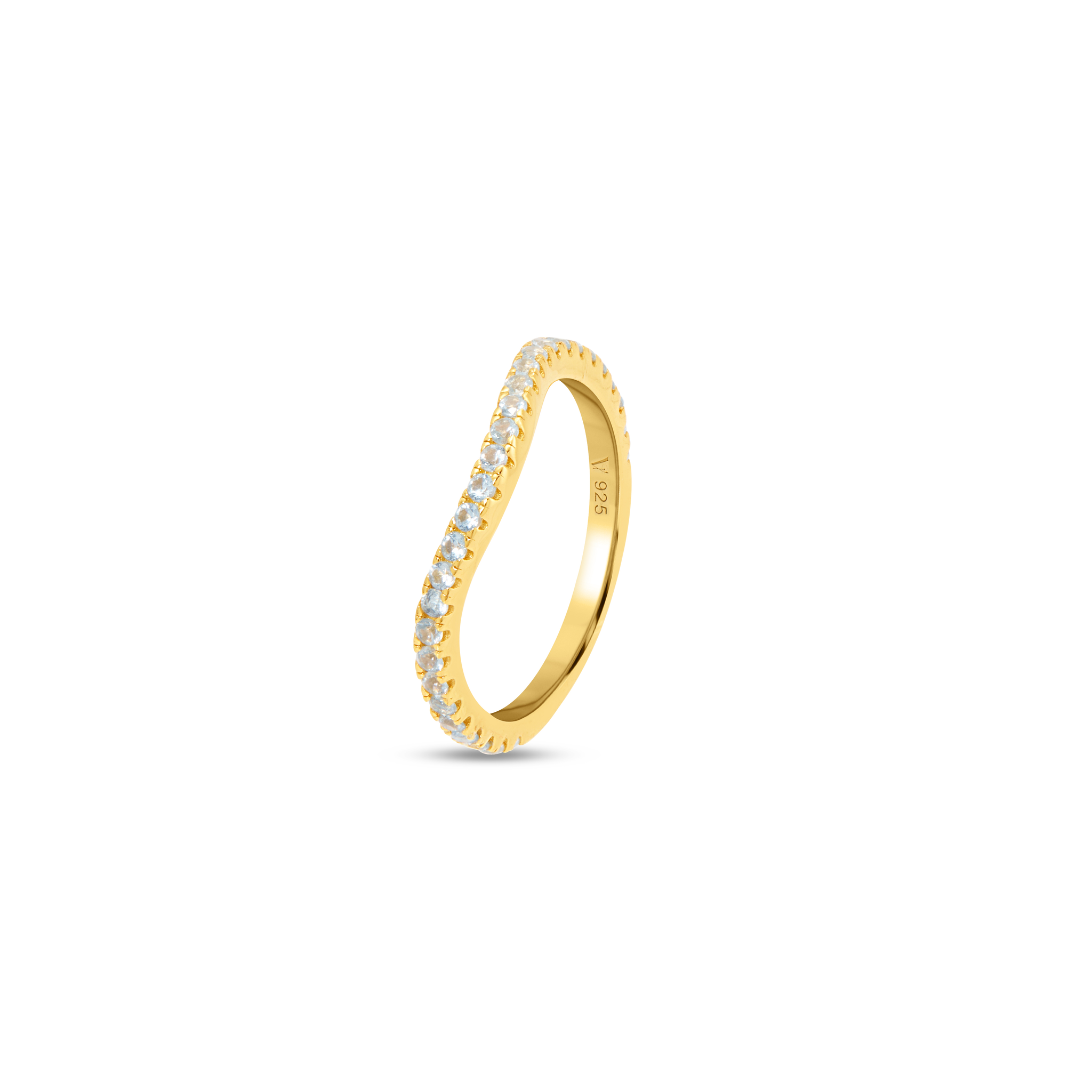 CZ Curved Eternity Band Ring - Gold