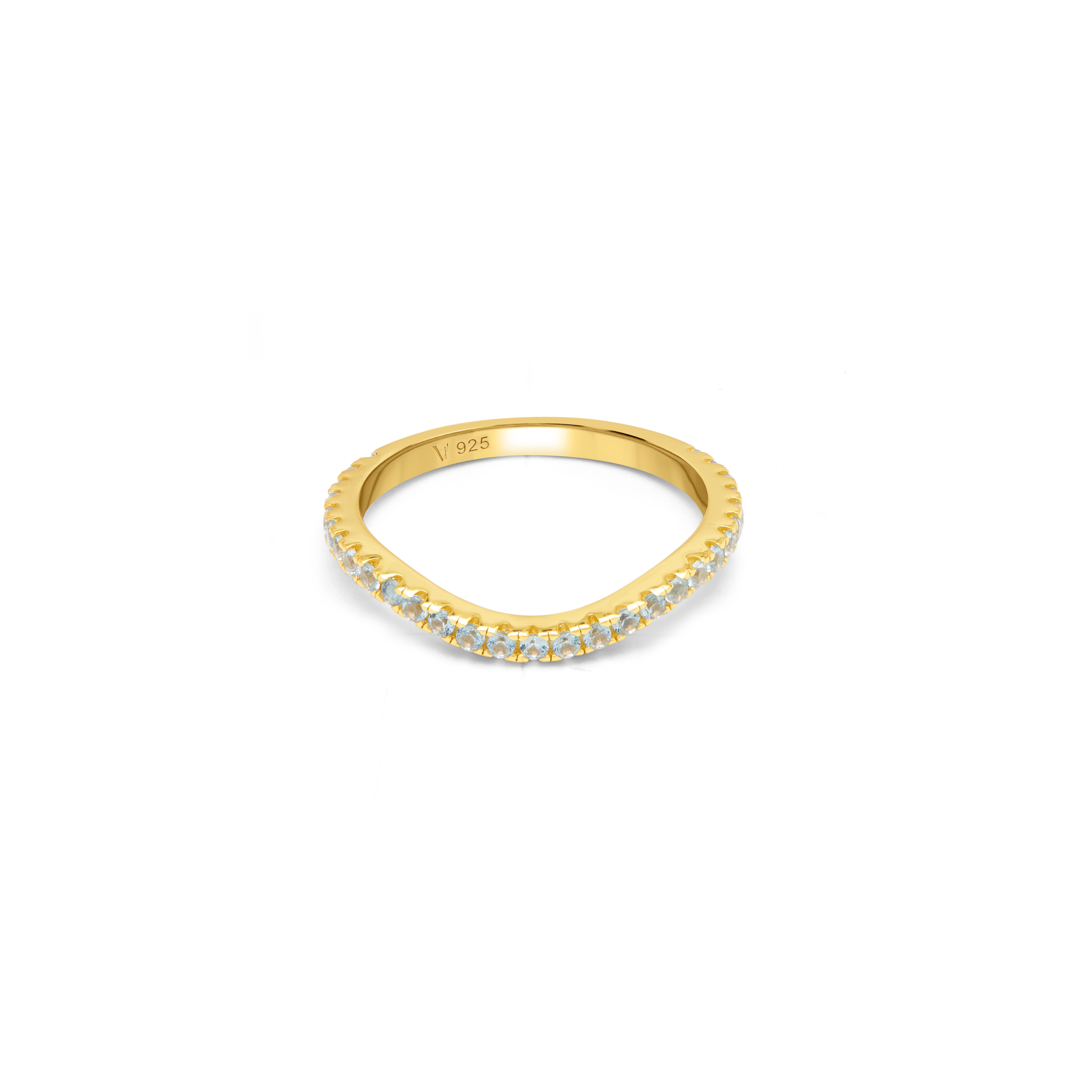 CZ Curved Eternity Band Ring - Gold