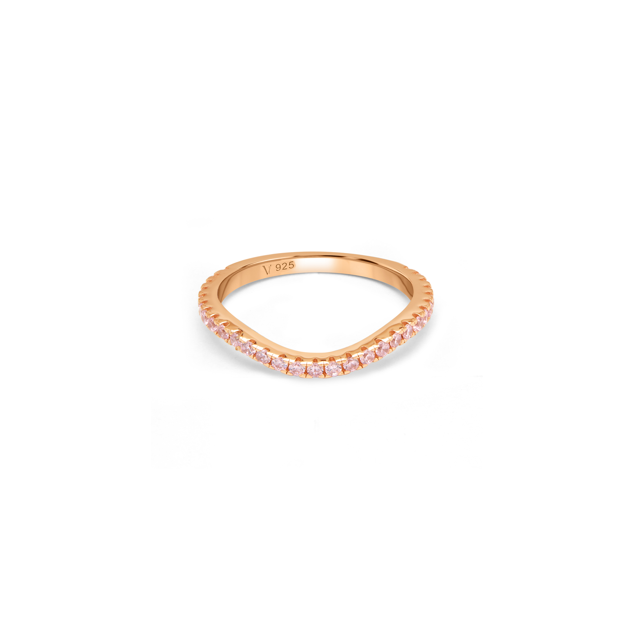 CZ Curved Eternity Band Ring - Rose Gold