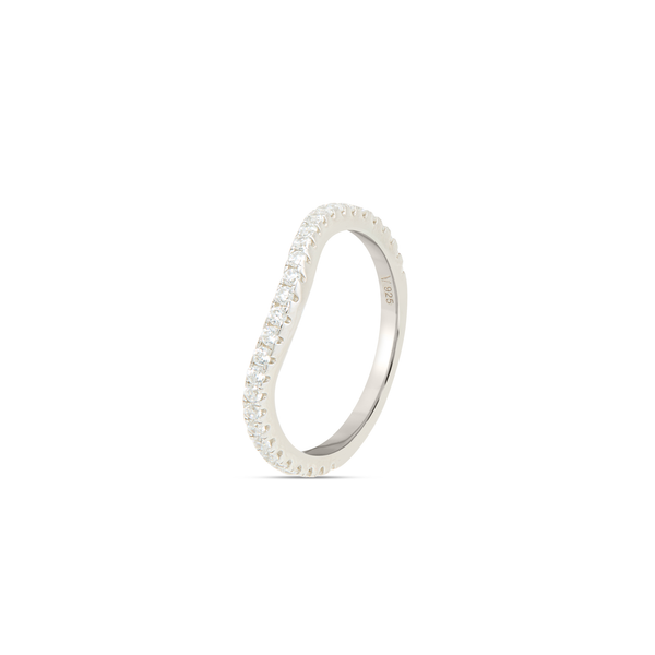 CZ Curved Eternity Band Ring - Silver