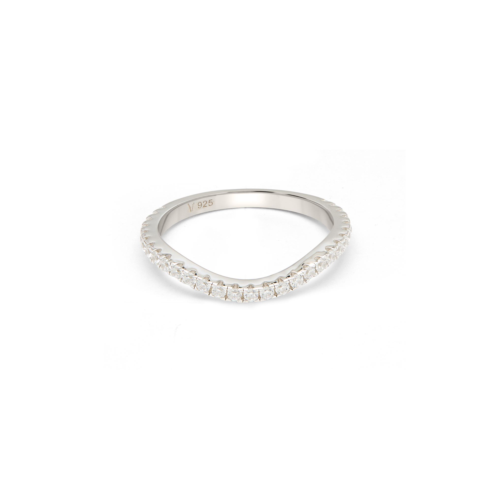CZ Curved Eternity Band Ring - Silver