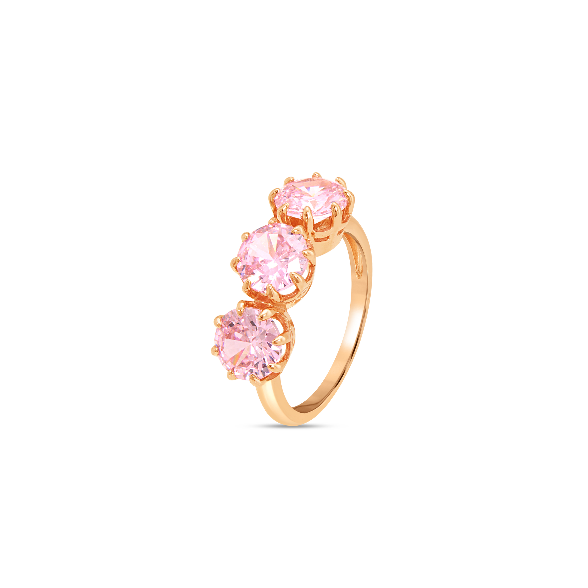 CZ Three-Stone Trilogy Ring - Rose Gold