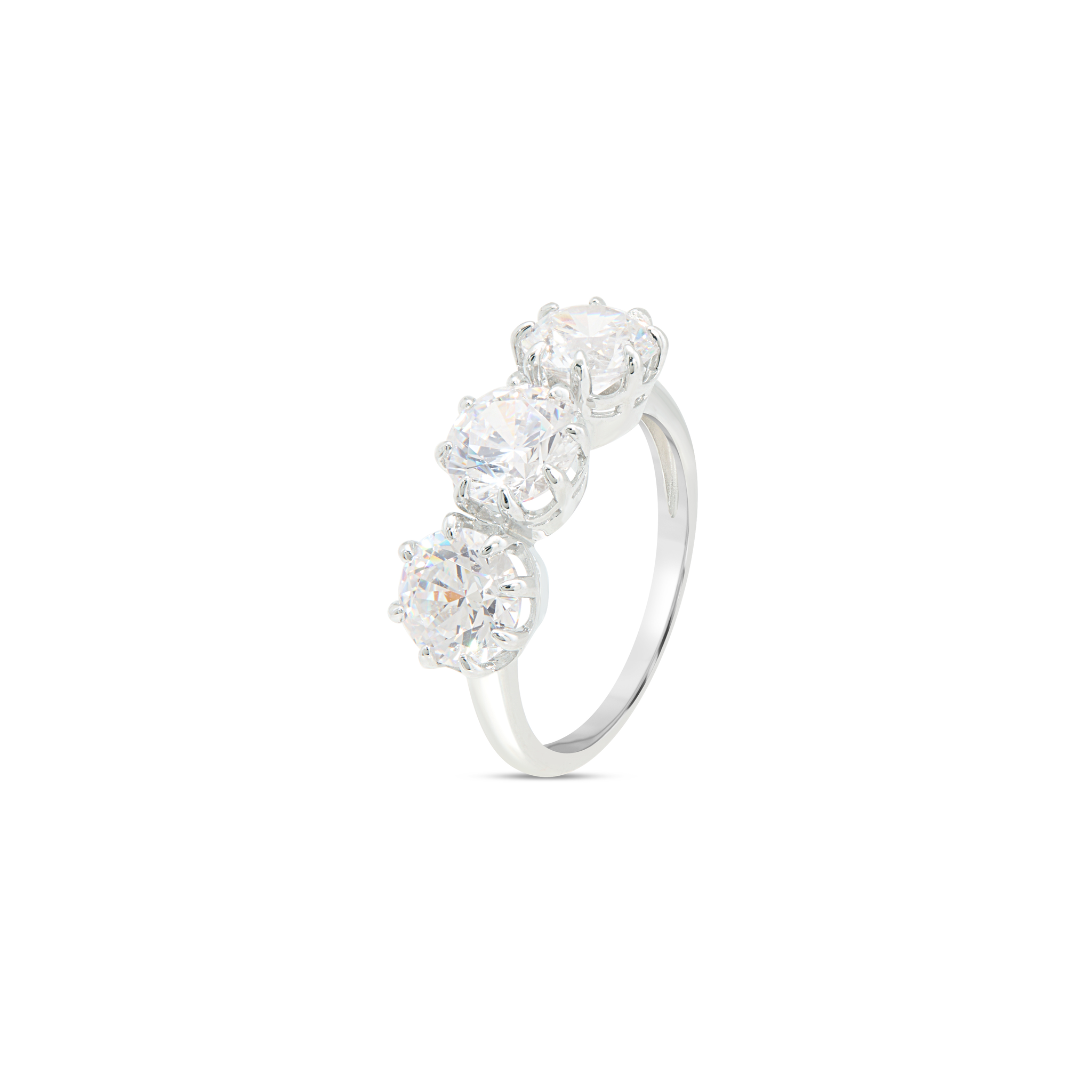 CZ Three-Stone Trilogy Ring - Silver