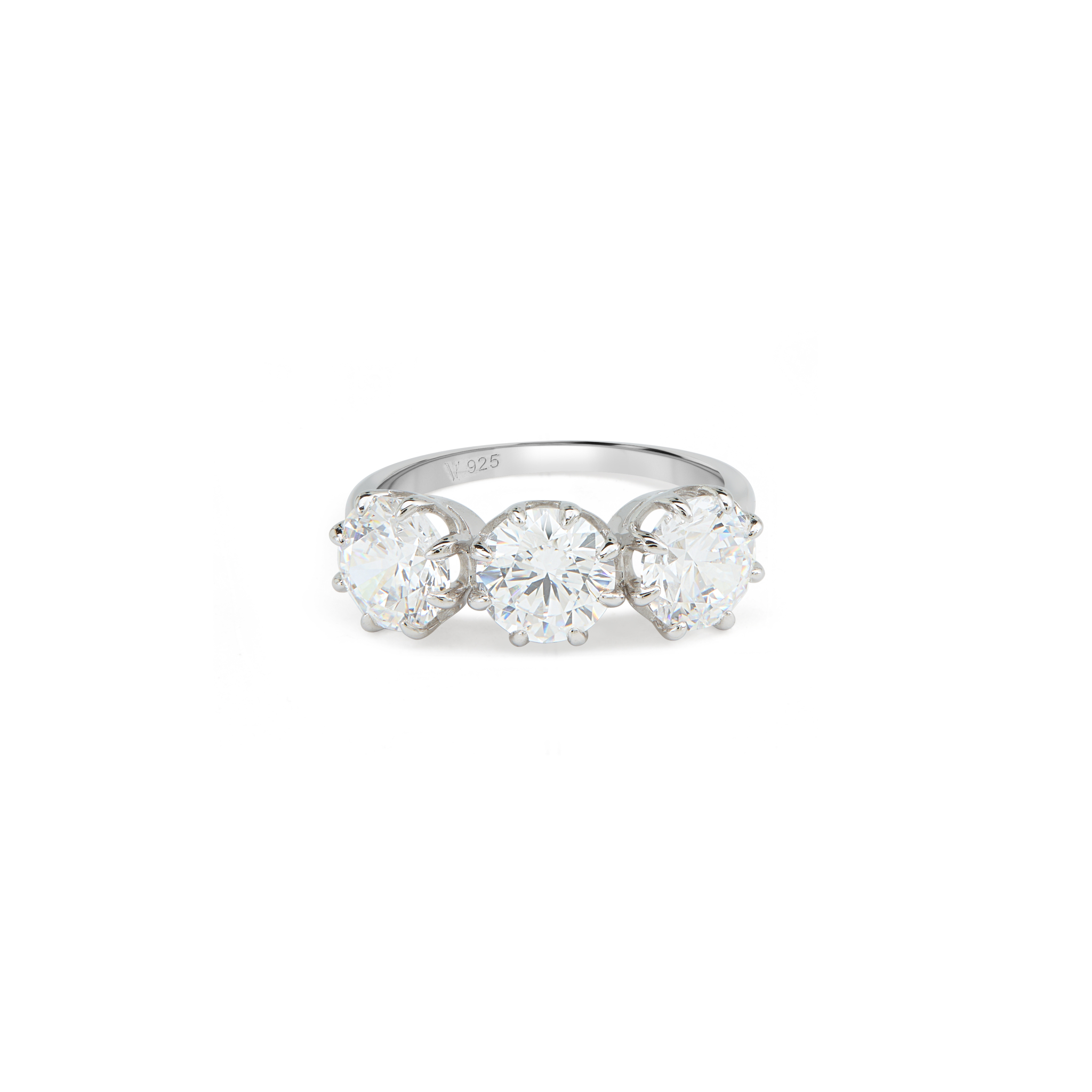 CZ Three-Stone Trilogy Ring - Silver
