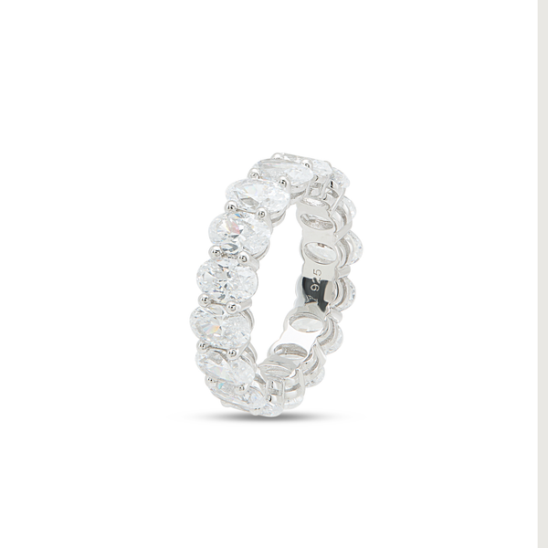 Oval Halo Solitaire Ring - Silver