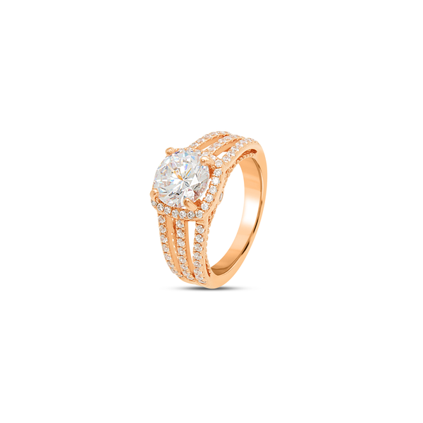Solitaire Halo Engagement Ring - Rose Gold