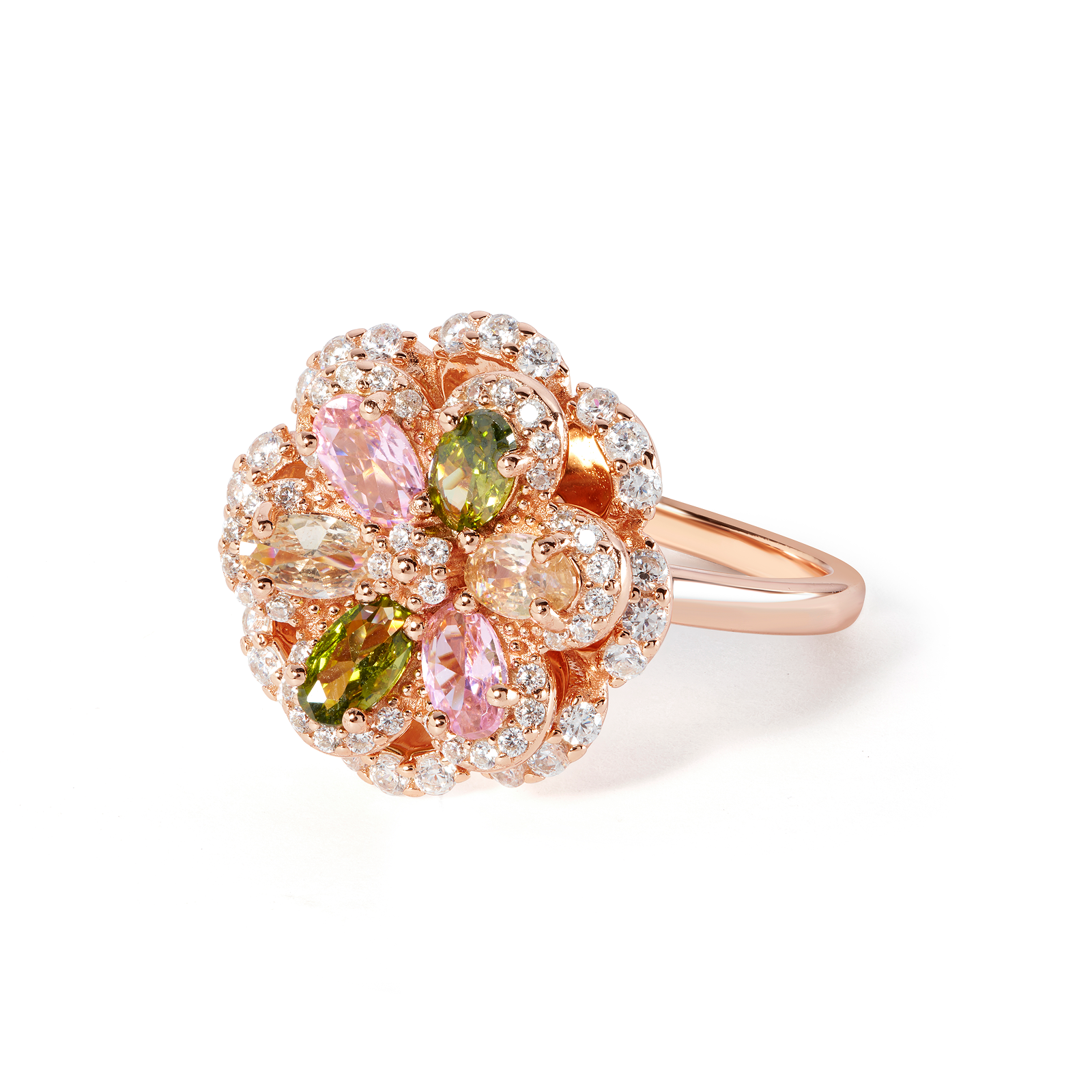Multicolour Floral Garden Ring - Rose Gold