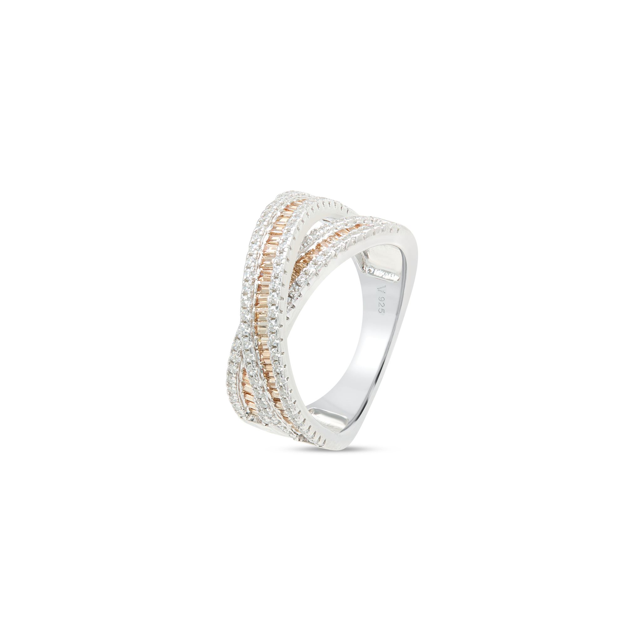 Crossover Pavé Band Ring - Silver