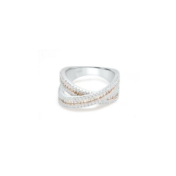 Crossover Pavé Band Ring - Silver