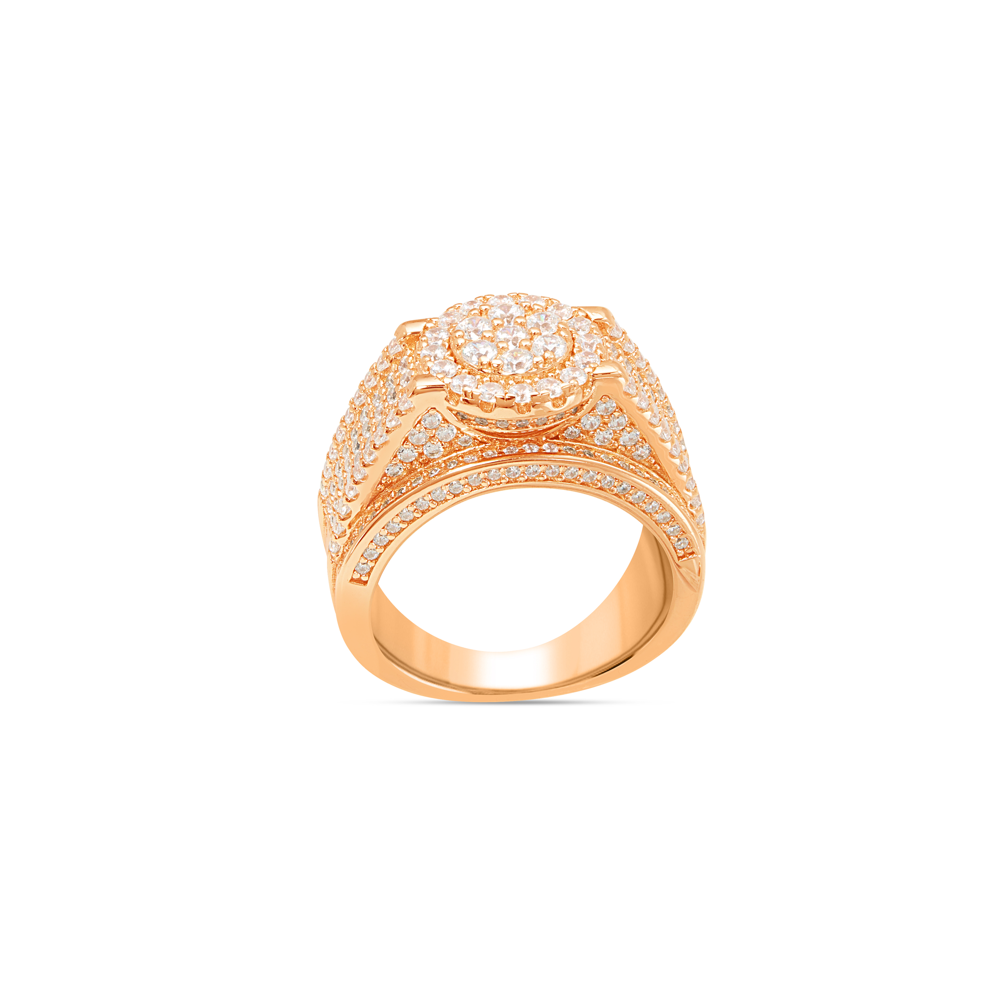 Men’s Oval Dome Pavé Signet Ring - Rose Gold