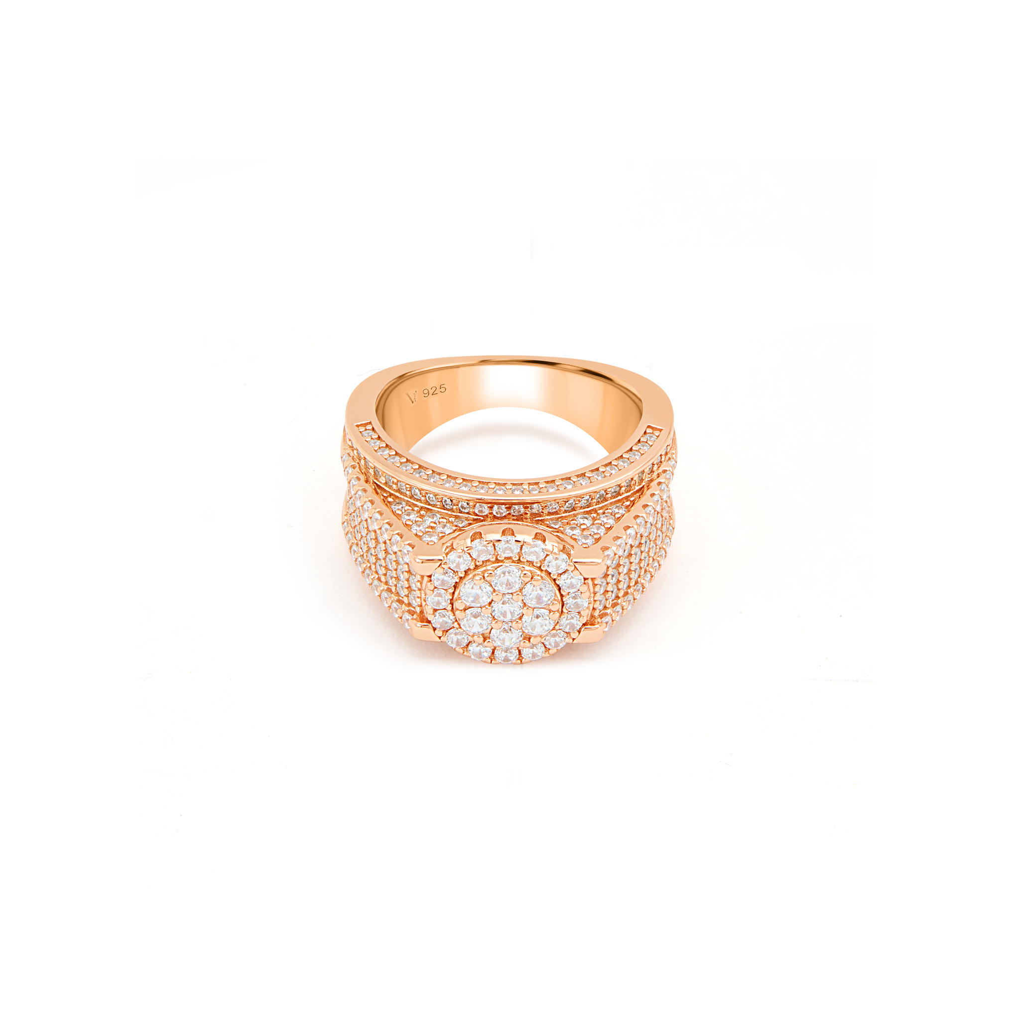 Men’s Oval Dome Pavé Signet Ring - Rose Gold