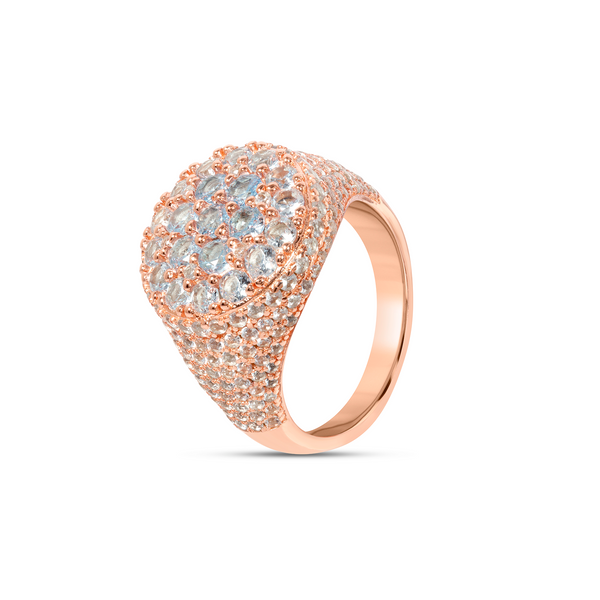 Blue Dome Cabochon Ring - Rose Gold