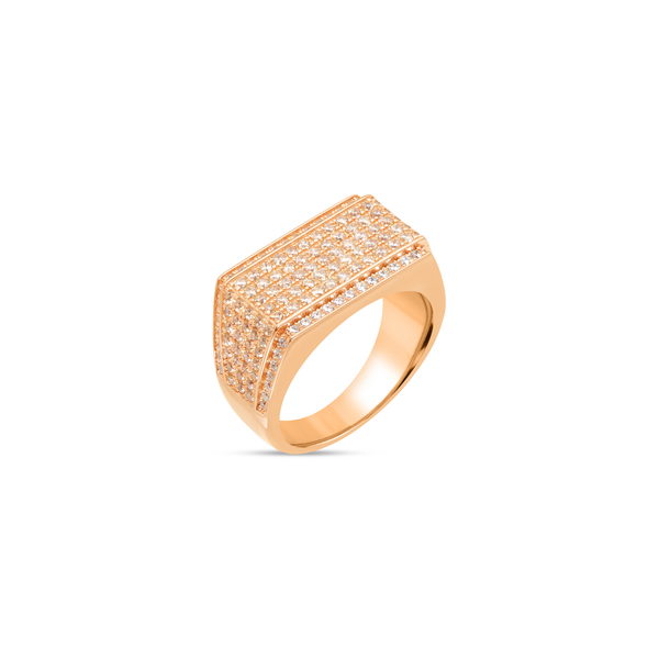 Men’s Tapered Pavé Signet Ring - Rose Gold