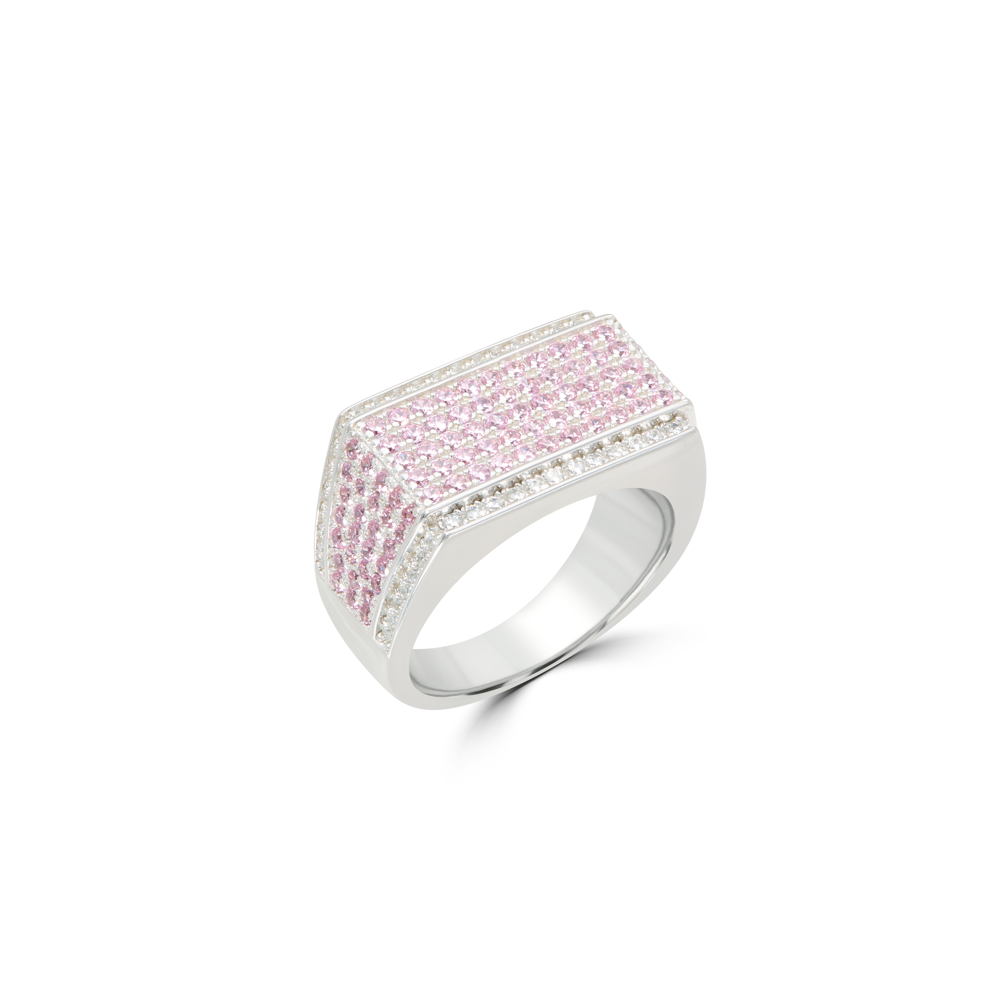 Men’s Tapered Pavé Signet Ring - Silver