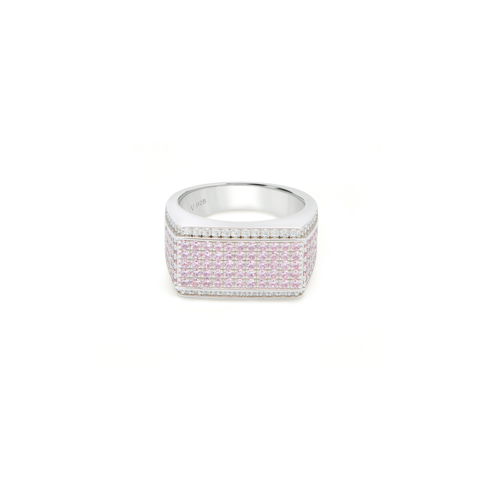 Men’s Tapered Pavé Signet Ring - Silver