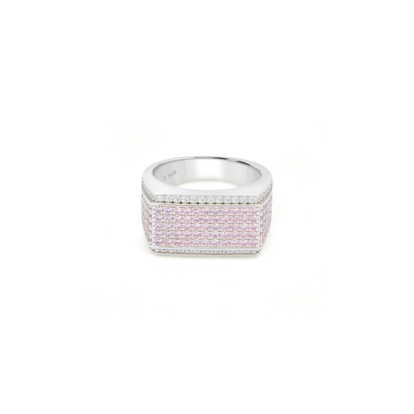 Men’s Tapered Pavé Signet Ring - Silver