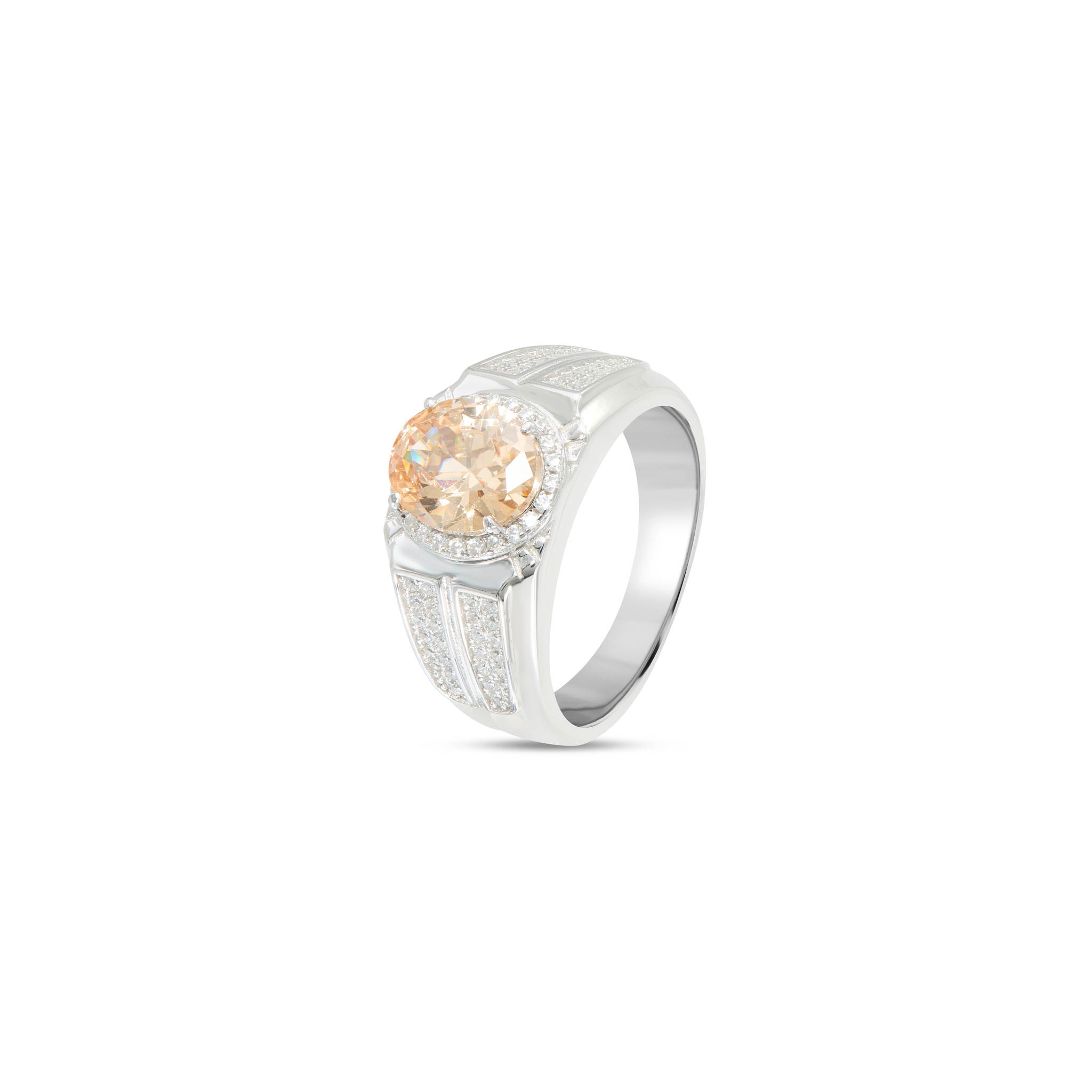 Men's Grand Solitaire Halo Ring - Silver