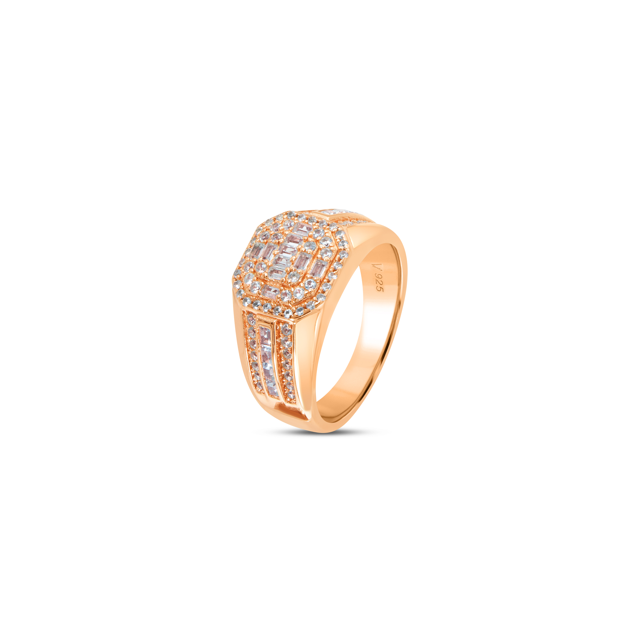 Men's Cushion Pavé Signet Ring - Rose Gold