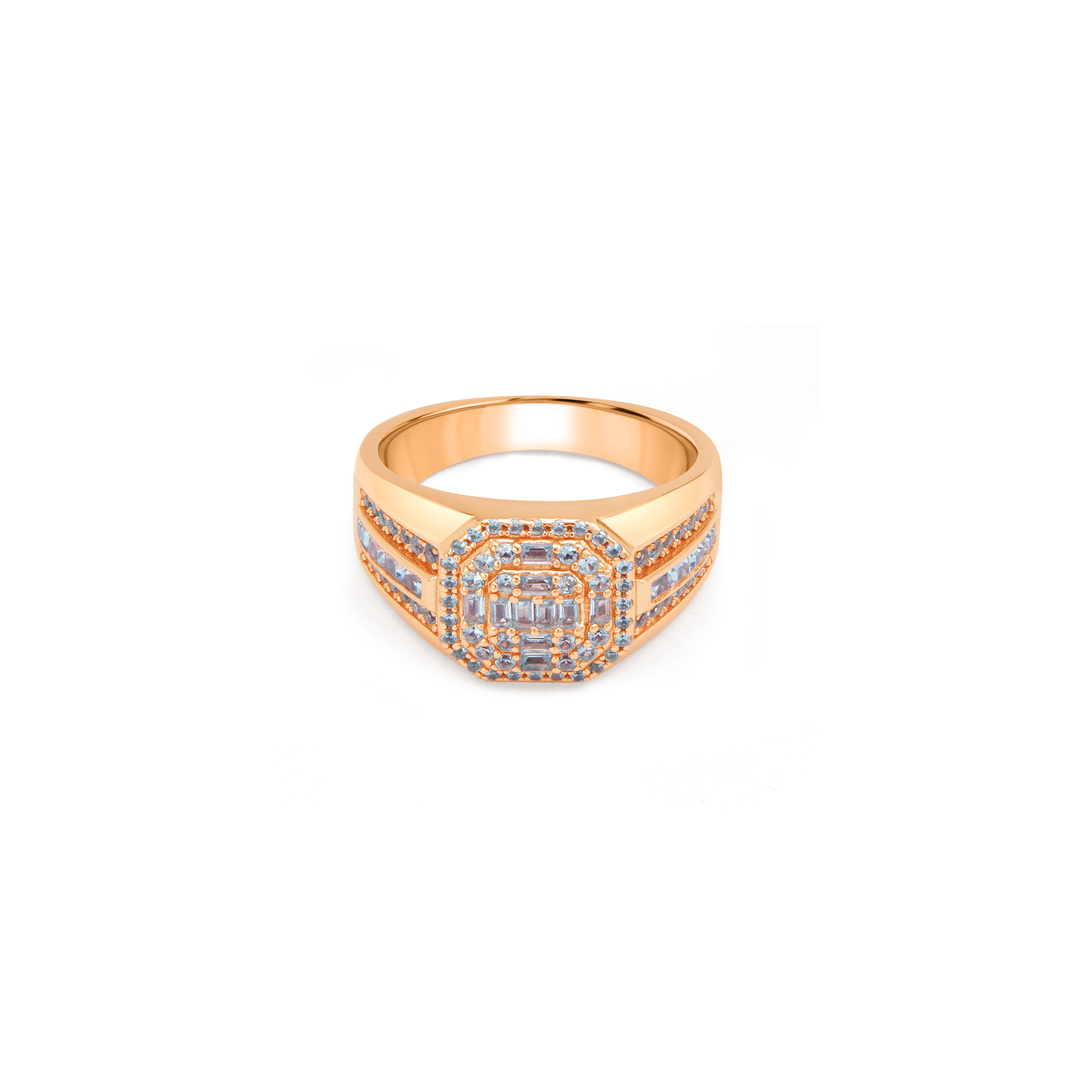 Men's Cushion Pavé Signet Ring - Rose Gold