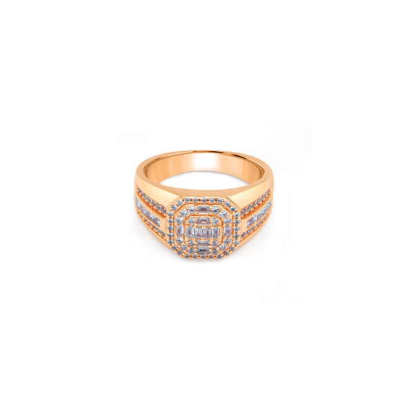 Men's Cushion Pavé Signet Ring - Rose Gold