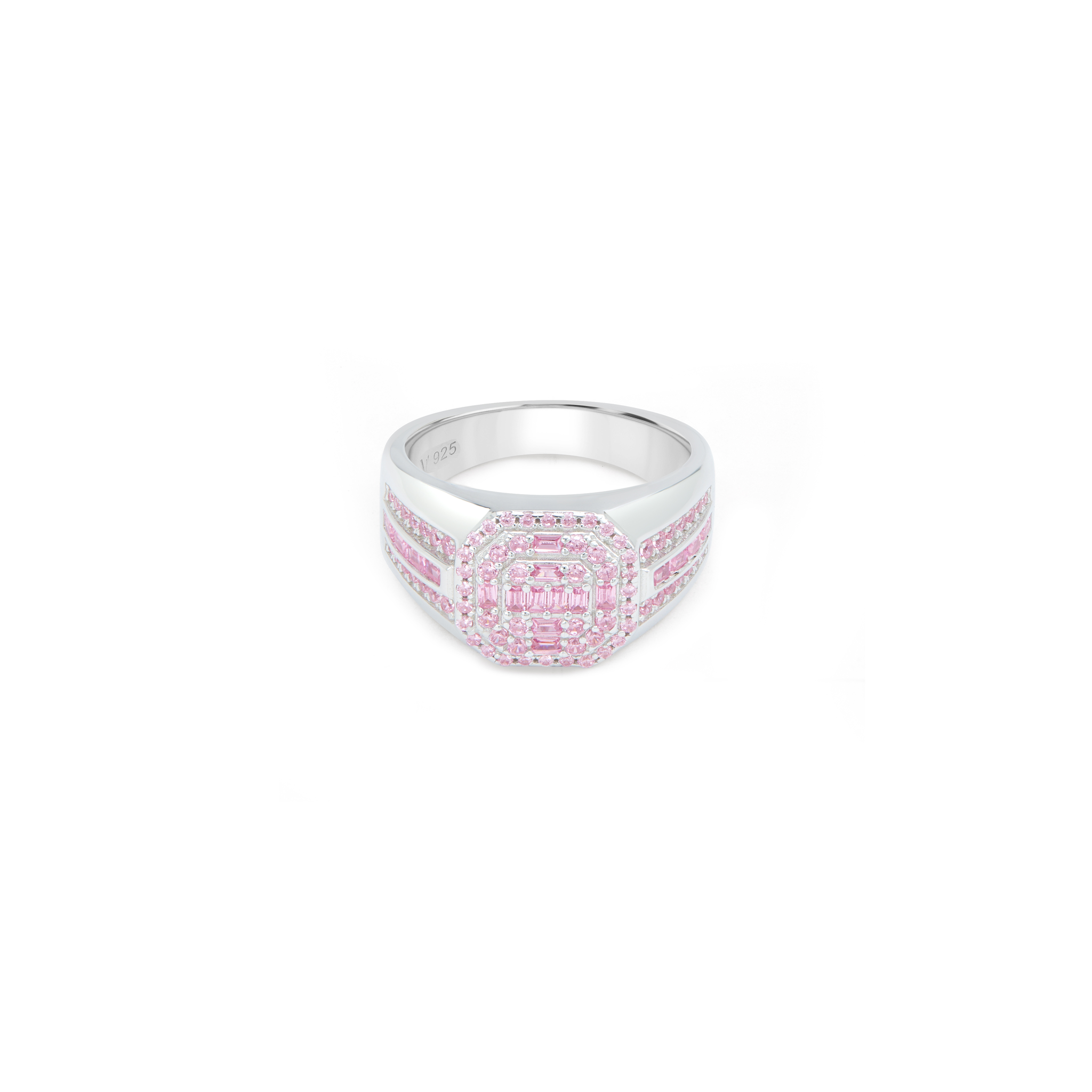 Men's Cushion Pavé Signet Ring - Silver