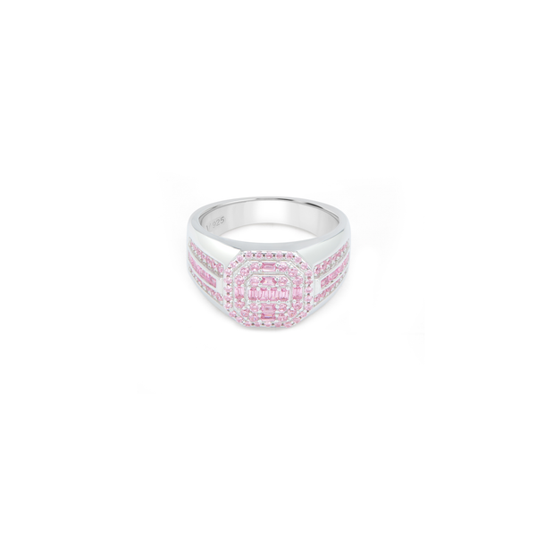 Men's Cushion Pavé Signet Ring - Silver
