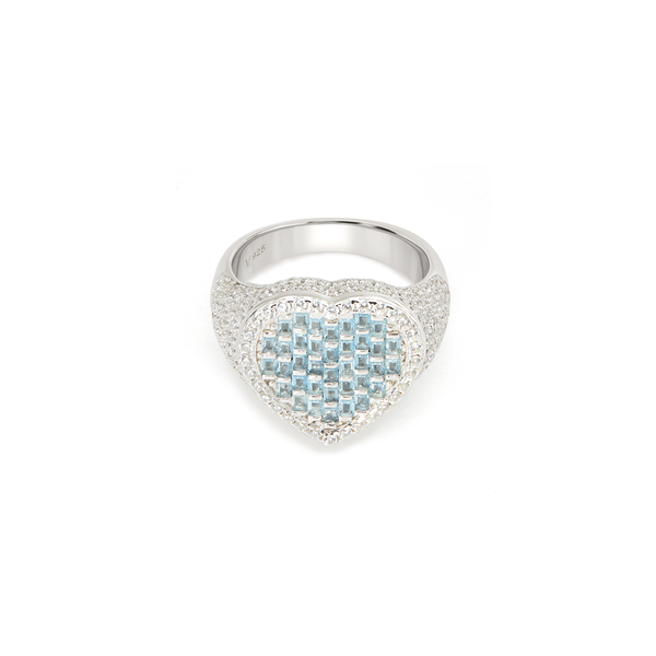 Heart-Shaped Pavé Ring - Silver
