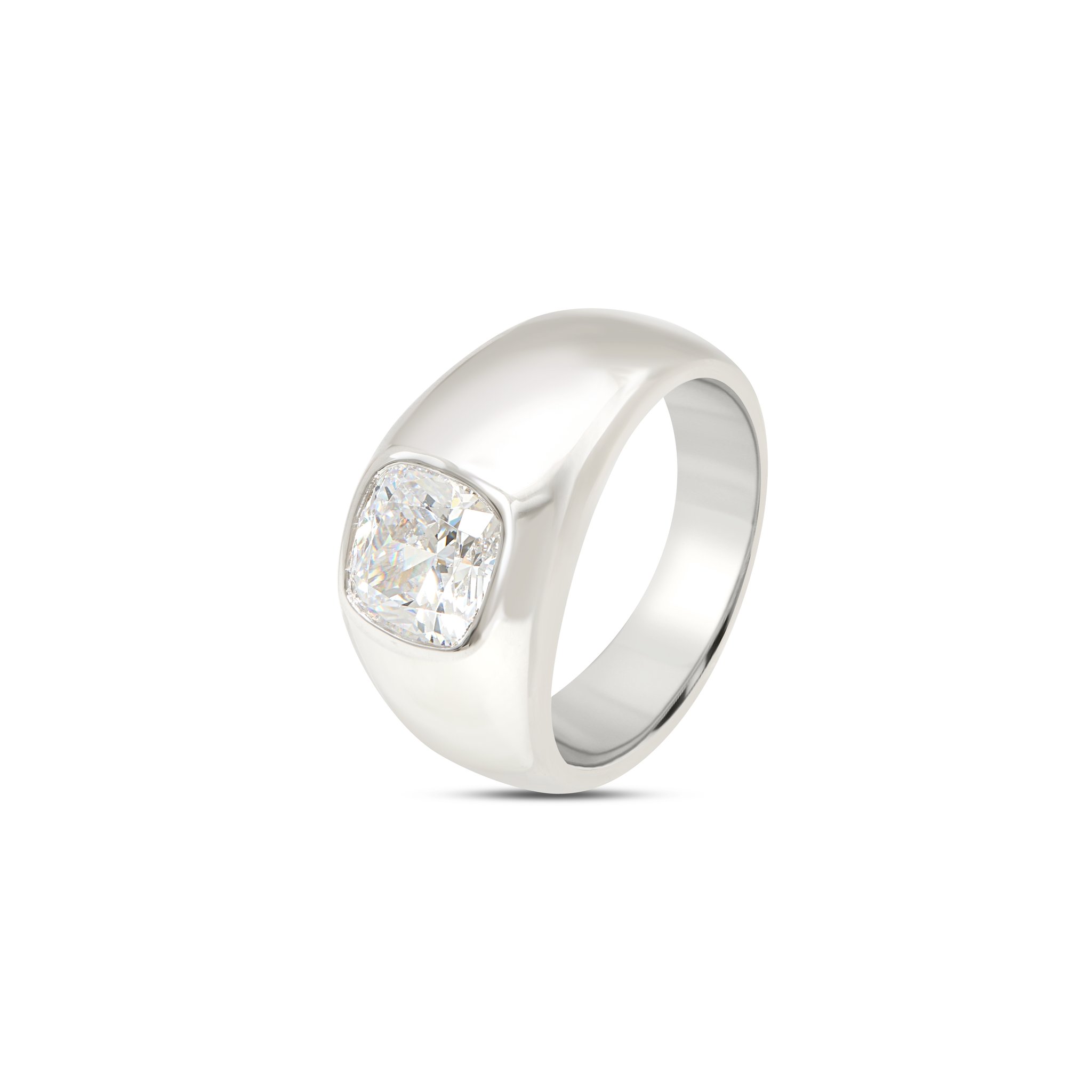 Men's Classic Solitaire CZ Signet Ring - Silver
