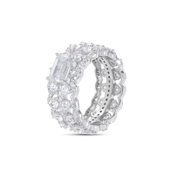 Ornate Eternity Band Ring - Silver