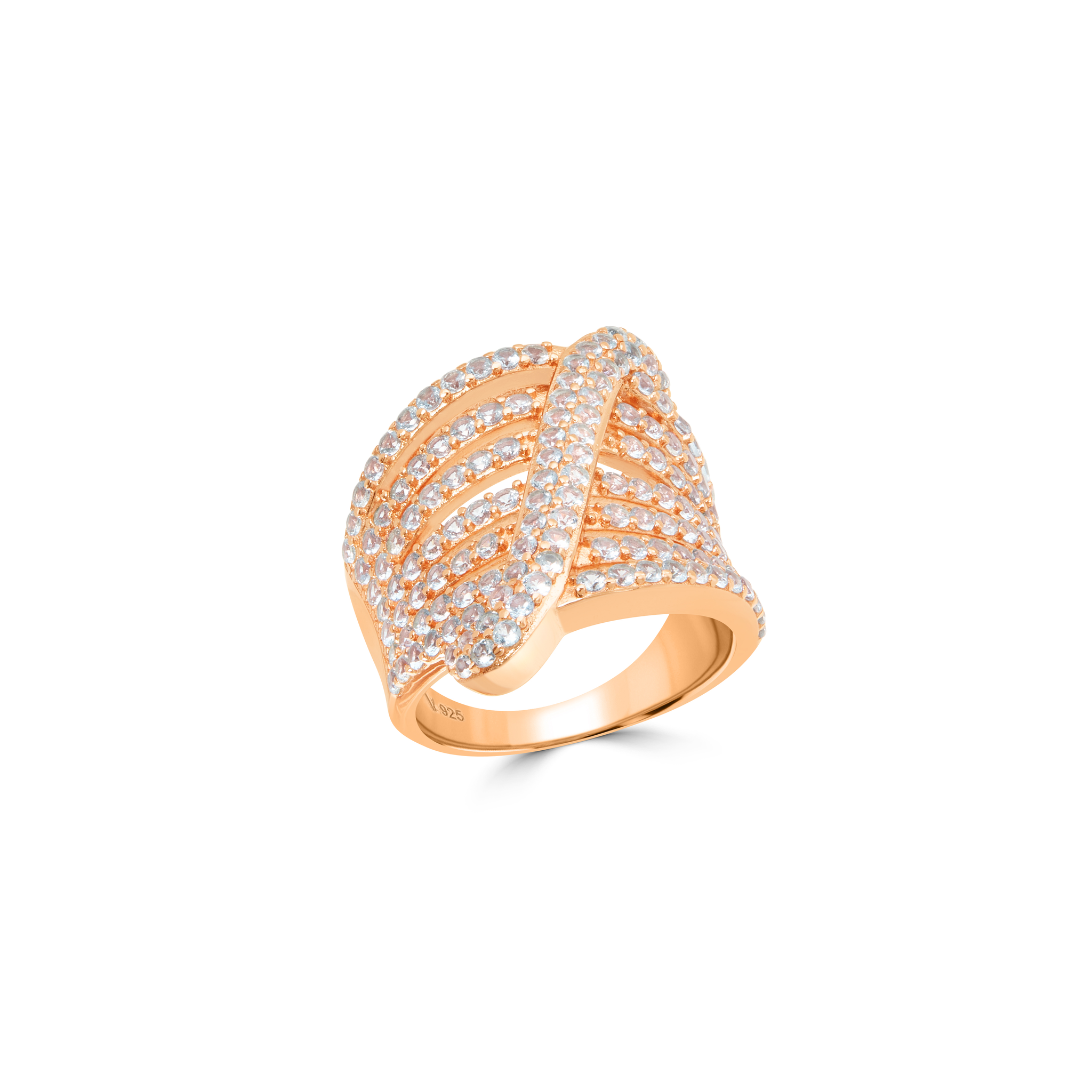 Women's Feather Fan Pavé Cocktail Ring - Rose Gold