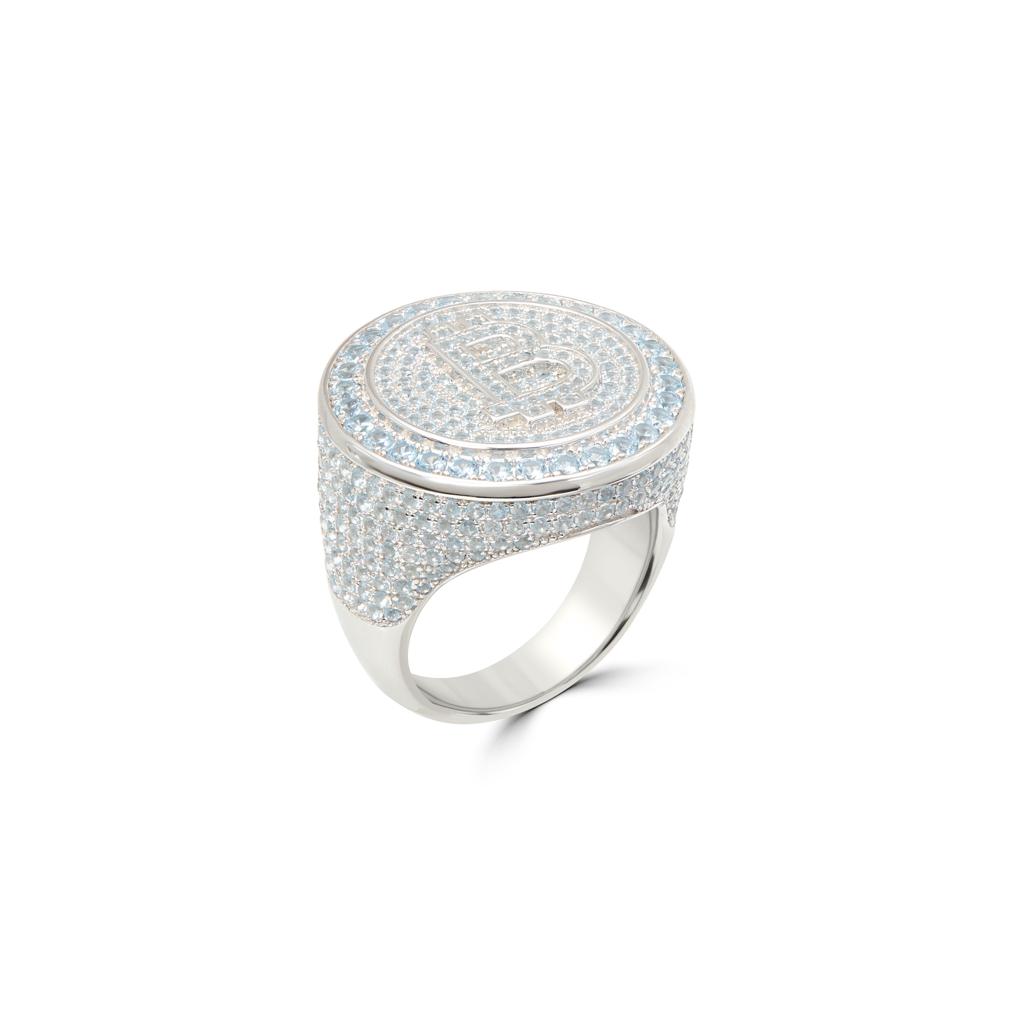Men's Bitcoin Pavé Signet Ring - Silver