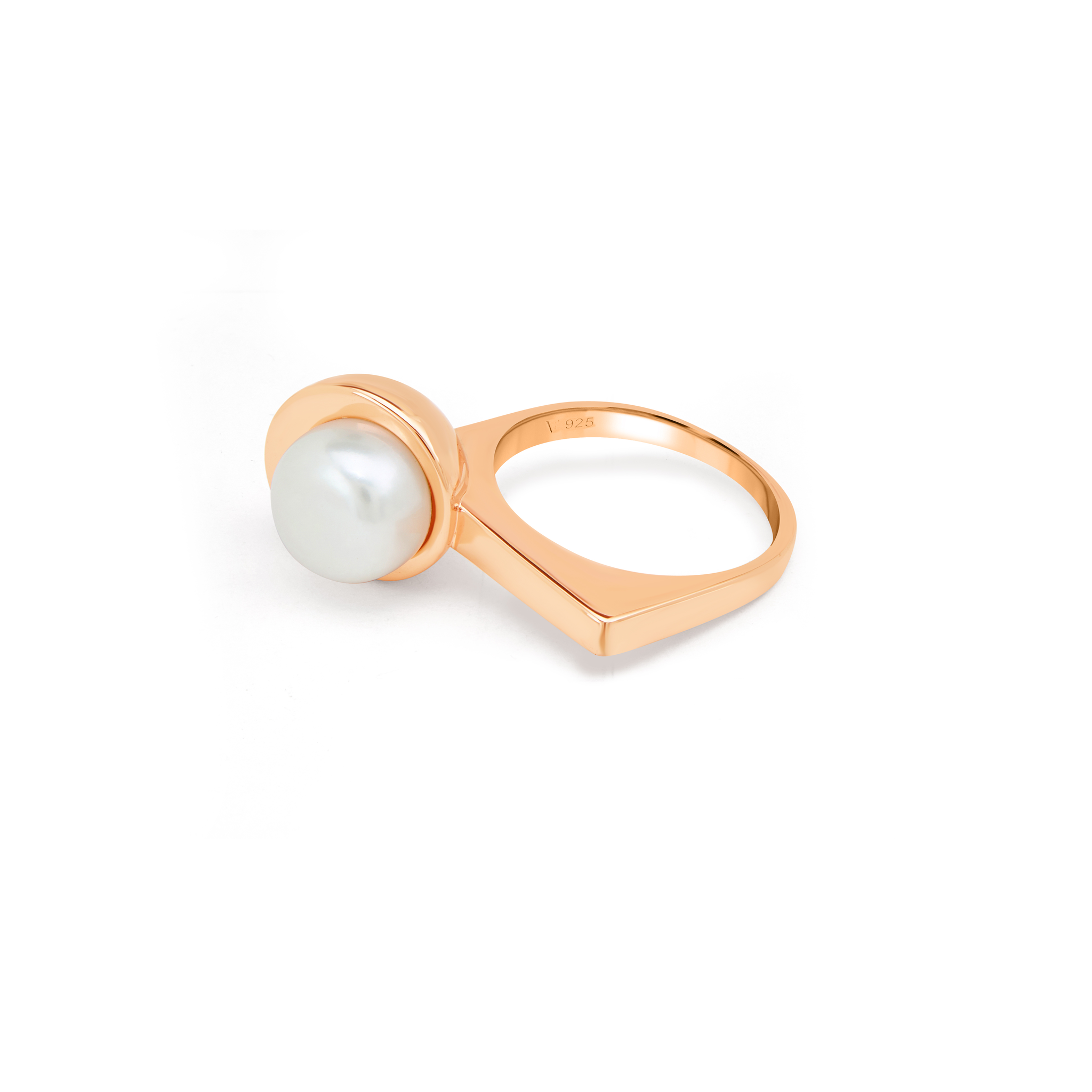 Women's Classic Single Pearl Ring - Rose Gold