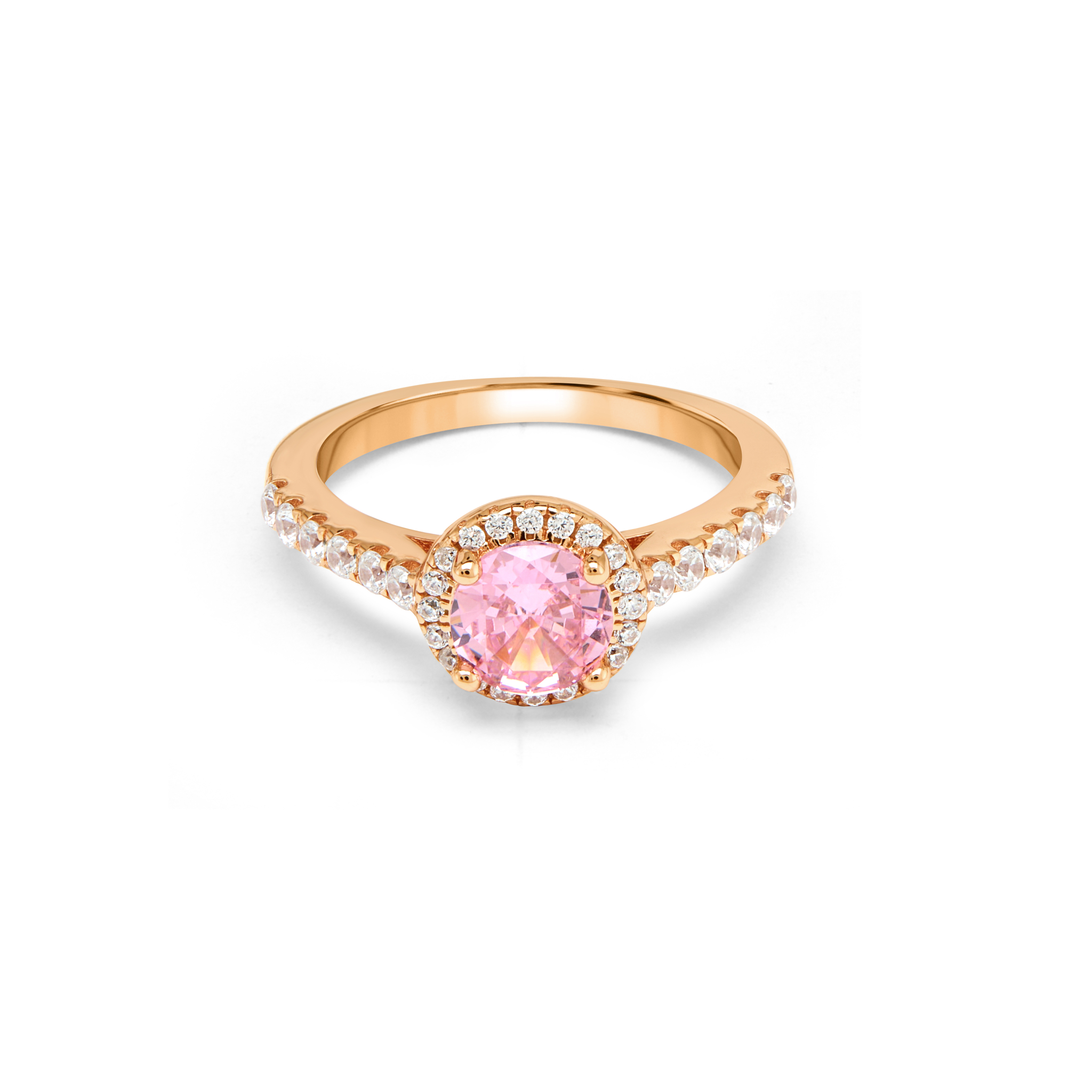 Round Brilliant Pavé Shoulder Ring - Rose Gold