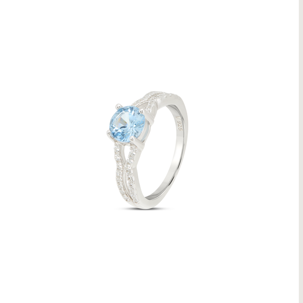 Halo Solitaire with Pavé Band Ring - Silver