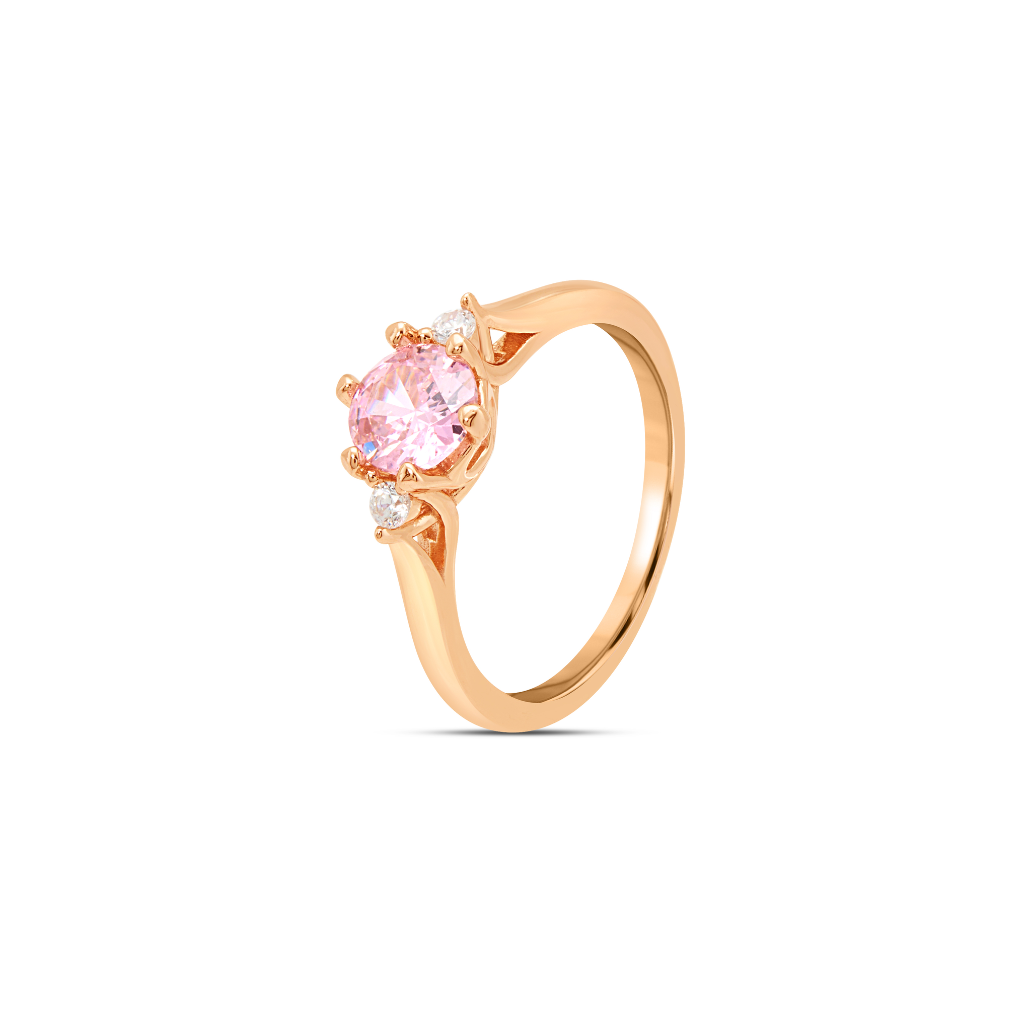 Classic Clear CZ Three-Stone Trilogy Ring - Rose Gold