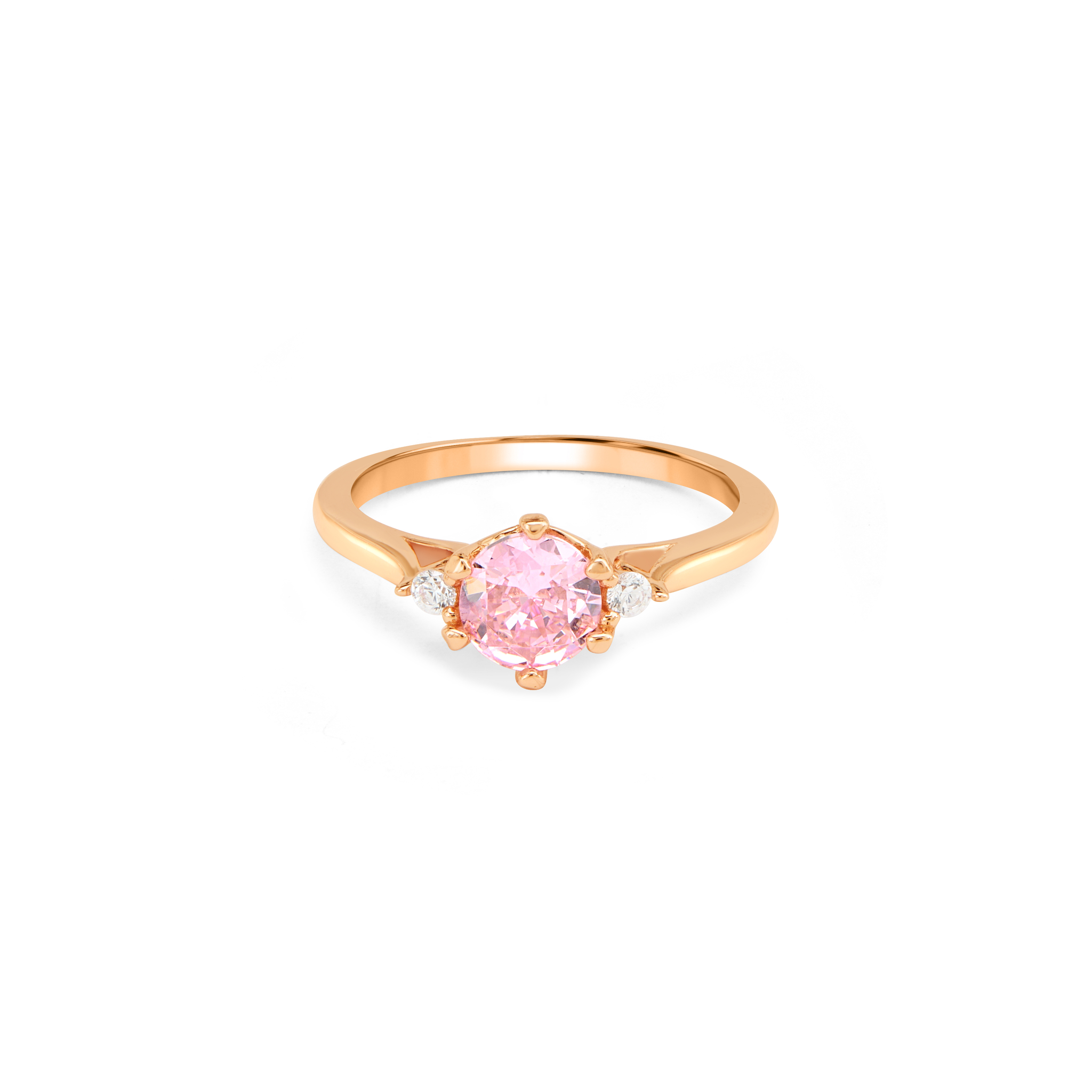 Classic Clear CZ Three-Stone Trilogy Ring - Rose Gold